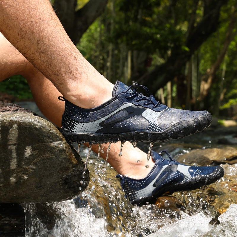 NORTIV 8 Mens Quick Dry Barefoot Aqua Shoes - Outdoor Water Shoes for Swim, Beach Sports, Fishing, Hiking, Diving, Surf, 1/Dark/Blue - 8 (TREKMAN-1) - Image 2